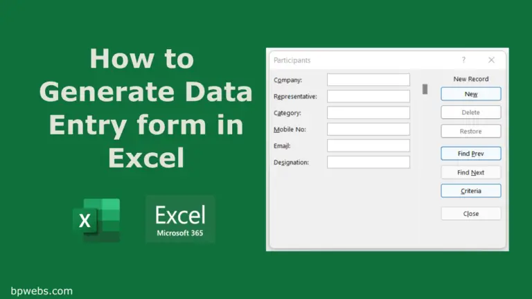 How To Generate Data Entry Form In Excel 768x432 