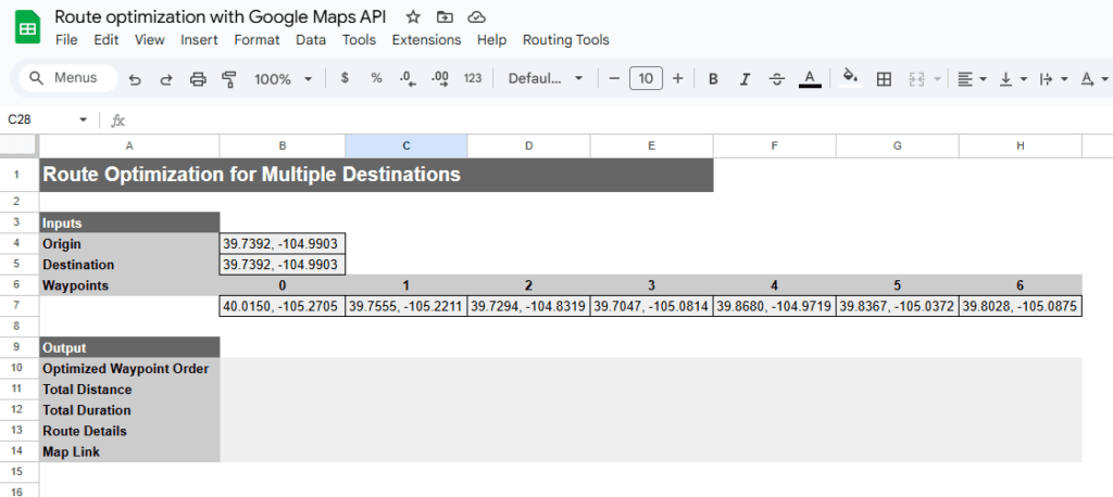 Route optimization with Google Apps Script