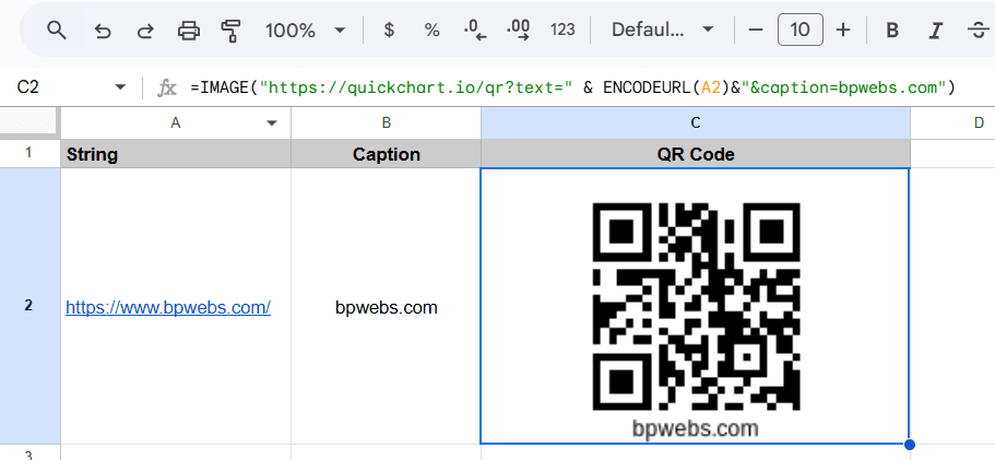 Generate QR Codes in Google Sheets Caption 2